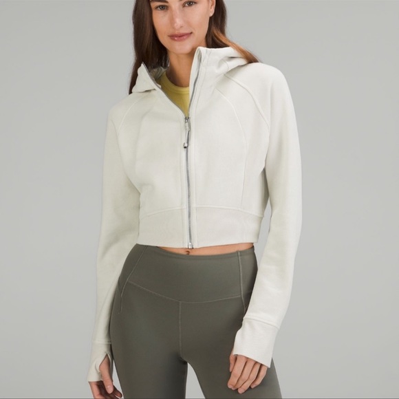 lululemon athletica Tops - Lululemon scuba full zip cropped hoodie bone